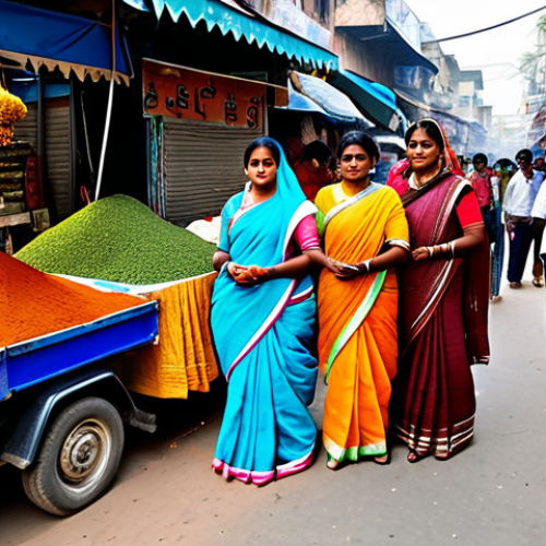 Home 6 **
"A bustling Indian marketplace, vibrant colors, traditional saris and modern clothing intermingling, vendors selling spices and street food alongside phone accessories, safe for work, appropriate content, fully clothed, professional photography, perfect anatomy, natural proportions, family-friendly."
**