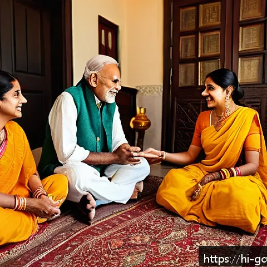 문화적 충격 극복 방법 - A warm, harmonious family scene depicting multiple generations of a Hindi-speaking Indian family eng...