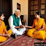 문화적 충격 극복 방법 - A warm, harmonious family scene depicting multiple generations of a Hindi-speaking Indian family eng...